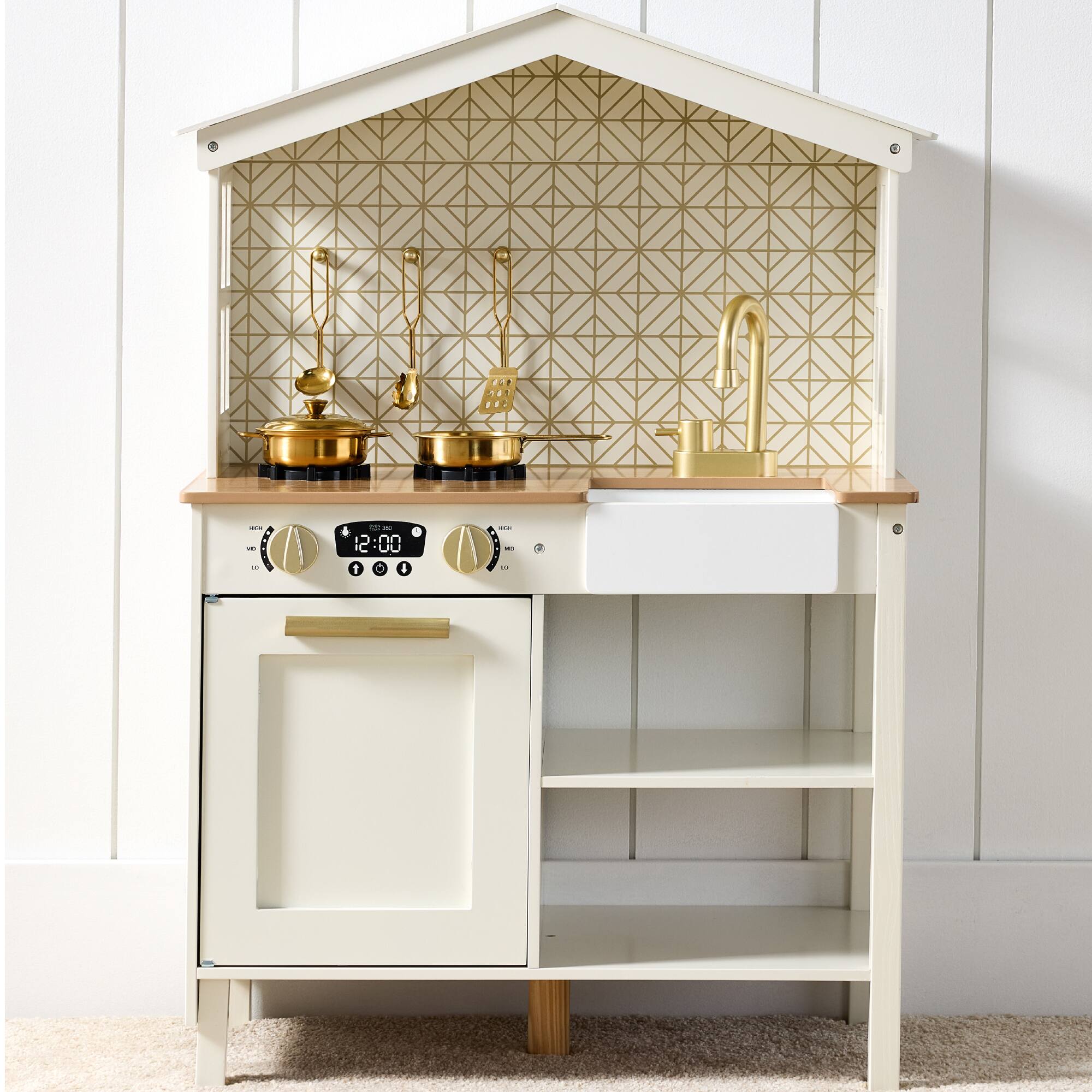 Front. Best Choice Products - Best Choice Products Pretend Play Wooden Farmhouse Kitchen Set w/ Storage, Clicking Knobs, 5 Accessories - Cream - Cream.