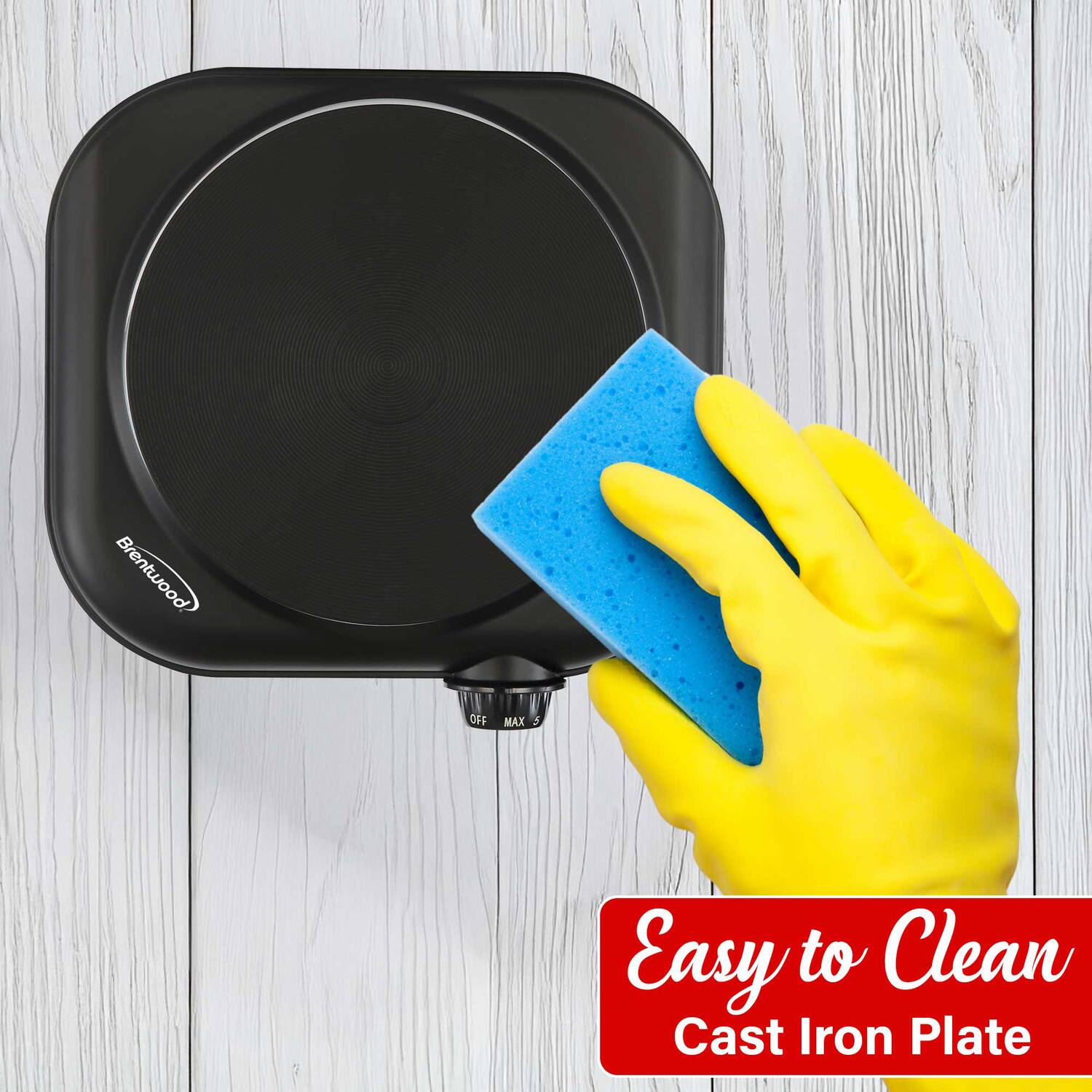 Brentwood OFF MAX Easy to Clean Cast Iron Plate