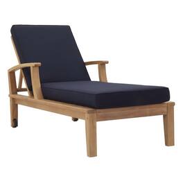 Modway - Marina Outdoor Patio Teak Single Chaise - Natural Navy