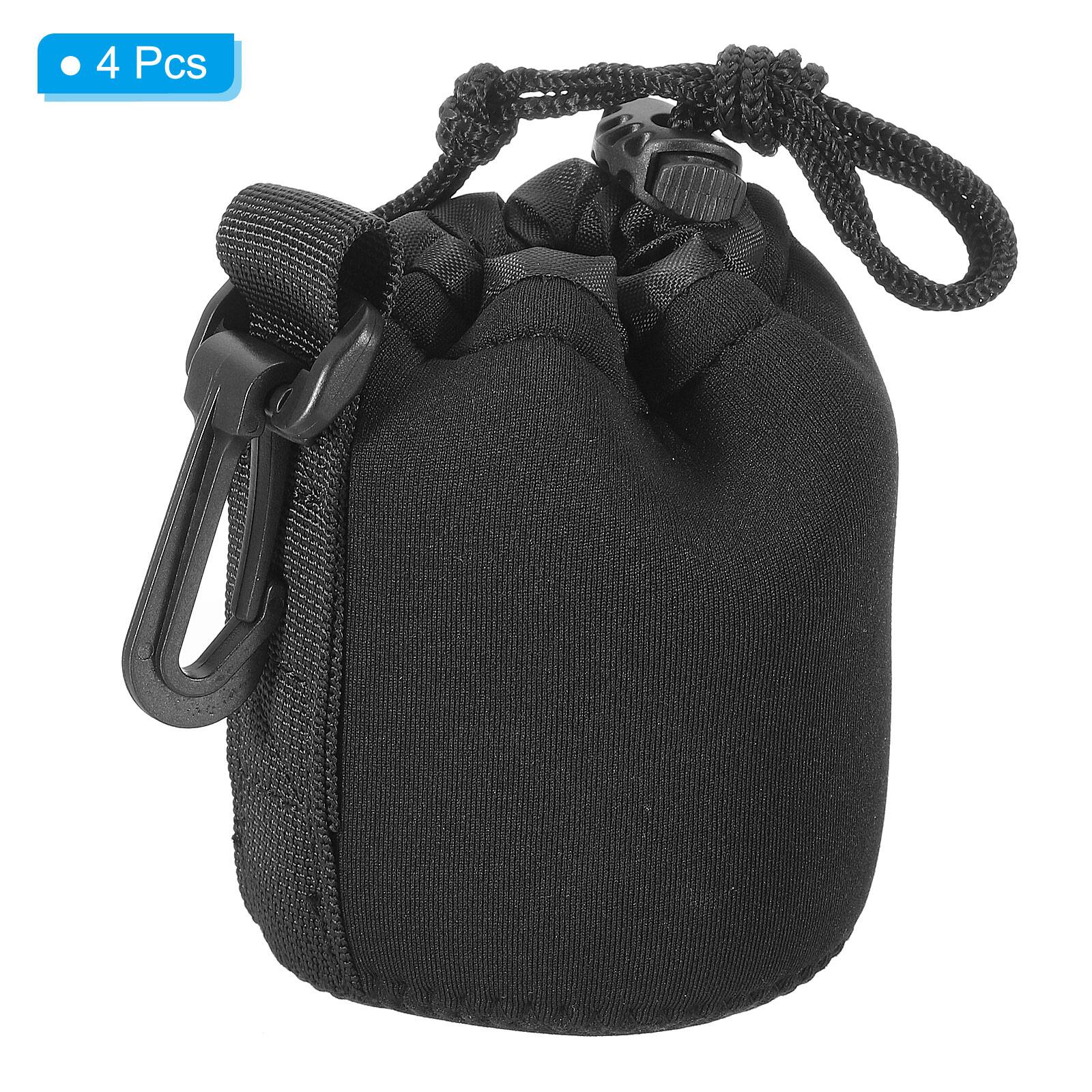 Alt View 2. Unique Bargains - Camera Lens Bag, 4pcs 3"x3.9" Drawstring Pouch with Thick Neoprene for DSLR Lens, Water Coffee Cups - Black.