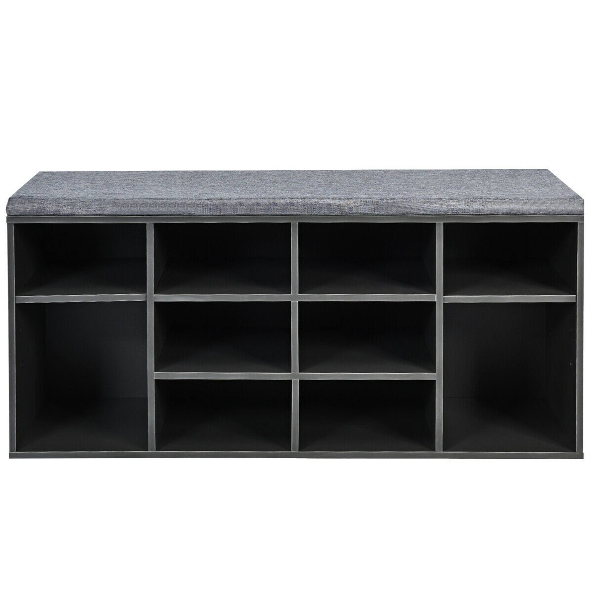 Alt View 14. Costway - Entryway Padded Shoe Storage Bench 10-Cube Organizer Bench Adjustable Grey - Grey.