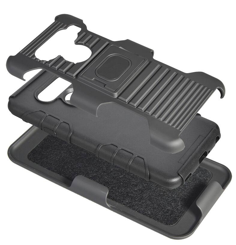 Alt View 7. Nakedcellphone - Combo for LG V40 ThinQ - Ring Grip/Stand Case and Belt Clip Holster - Black.