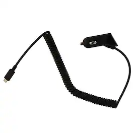 PureGear - 4Ft Coiled 12W/2.4A Vehicle Car Charger for Micro-USB Devices - Black