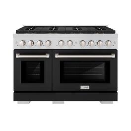 ZLINE - 48 in. Paramount Dual Fuel Range with 8 Burner DuoPro Cooktop and Dual Ovens w/ Black Doors (PSDR-BLM-48) - Stainless Steel with Black Matte Door