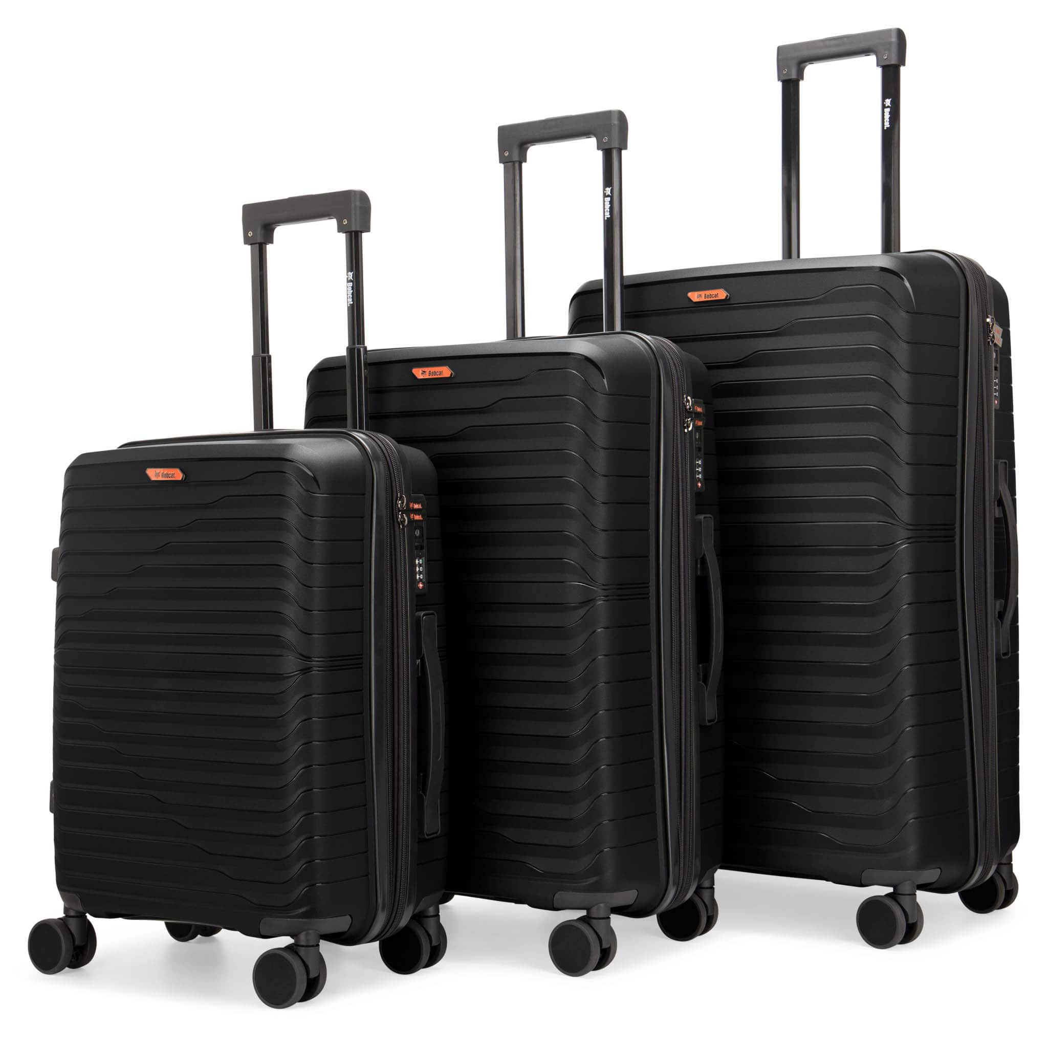 Front. Bobcat - Bobcat Excavator 3 Piece Expandable Hardside Spinner Luggage Set with TSA Lock - Black - Black.