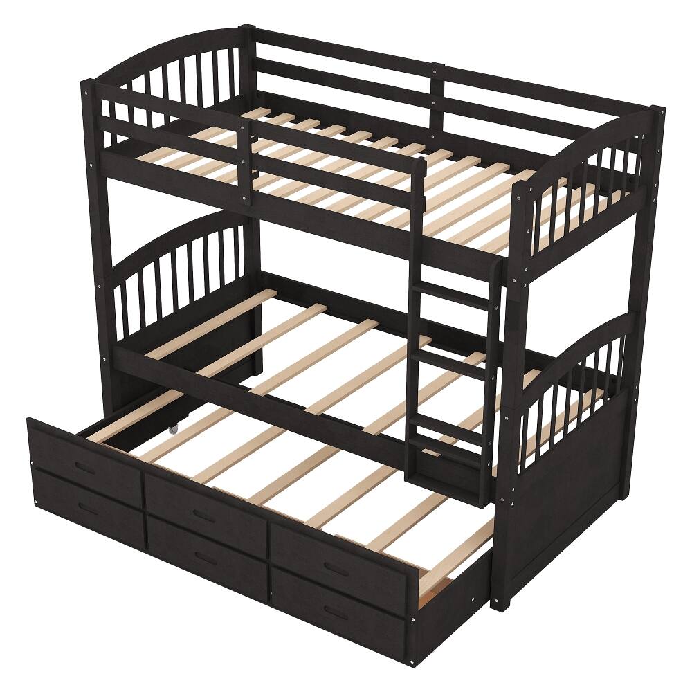 Alt View 7. Loheer - Loheer Twin Over Twin Bunk Bed with Trundle and Drawers Espresso Wood - Espresso.
