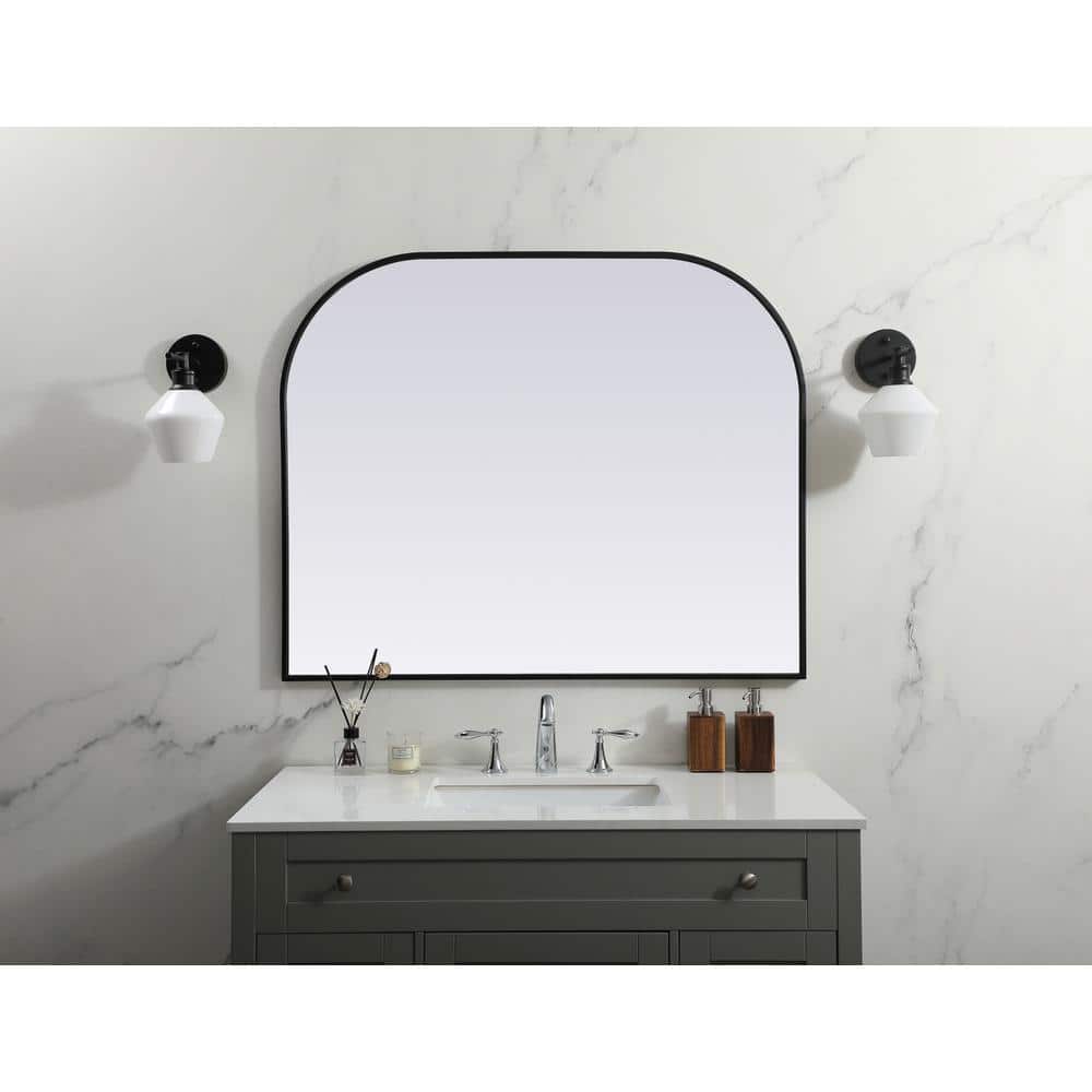 Elegant Decor - Metal Frame Arch Mirror 42x34 Inch - Black