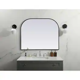 Elegant Decor - Metal Frame Arch Mirror 42x34 Inch - Black