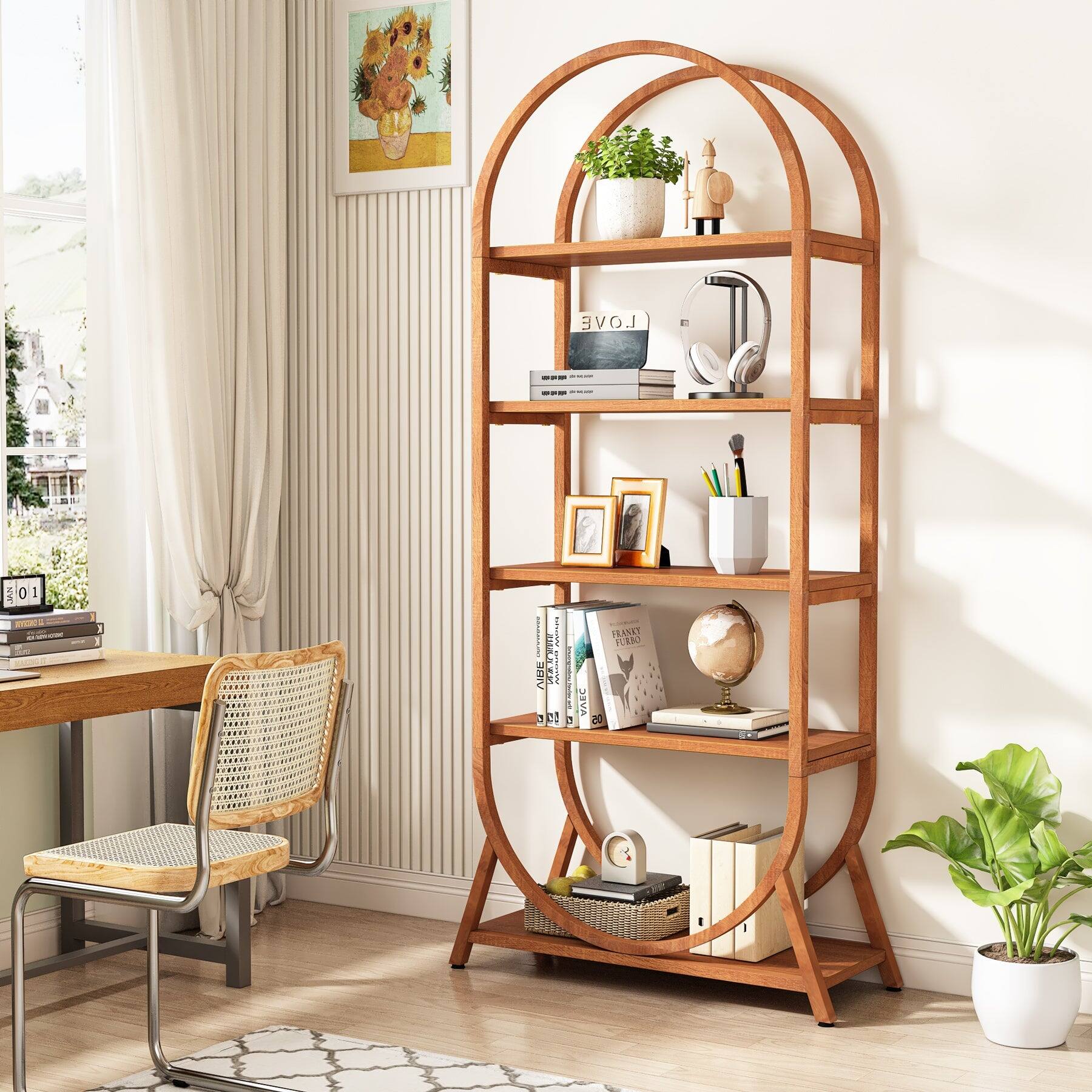 Tribesigns Bookshelf with Engineered Wood Construction, Space Saving ...