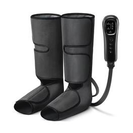 Luckbyte - Air Compression Leg Massager for Circulation, Calf Wraps with 2 Modes 3 Intensities, Adjustable Velcro, 20-Min Auto-Off - Black
