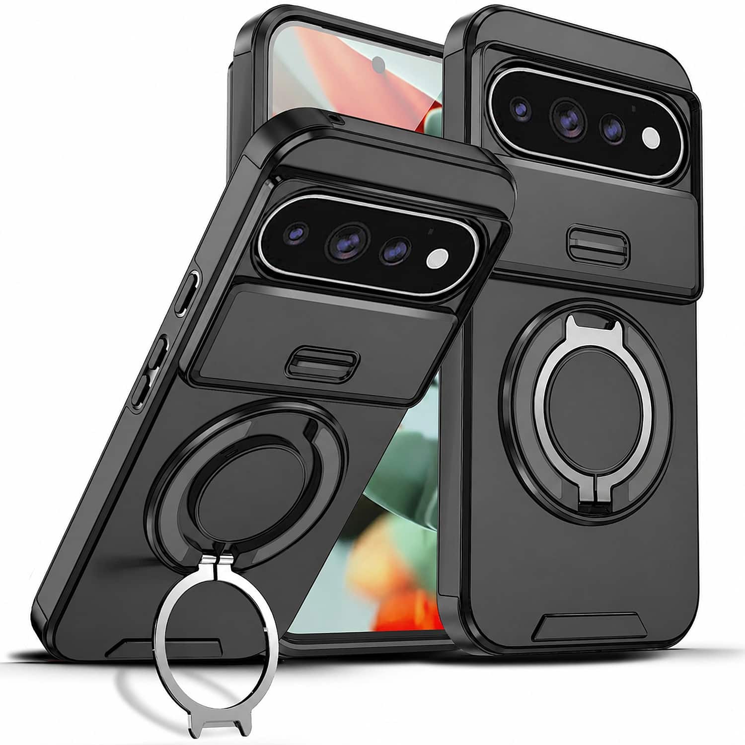 UUCOVER - Ring Holder Case for Google Pixel 11 Pro XL,Shockproof TPU+PC Kickstand Case Sliding Camera Protective Cover - Black price history on PriceWatchPro