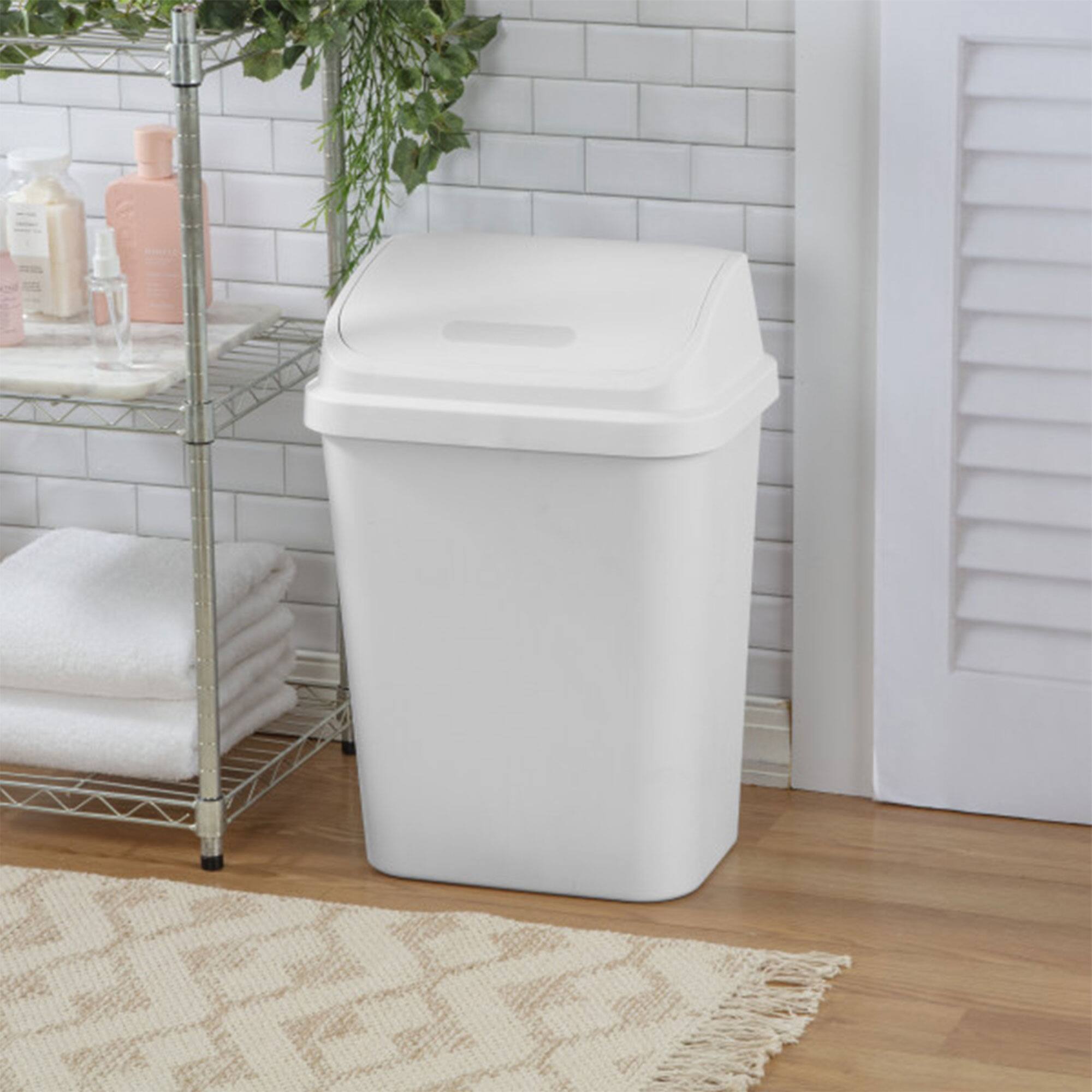 Alt View 3. Sterilite - Sterilite 7.8 Gallon SwingTop Kitchen Wastebasket Trash Can, White (6 Pack) - White.