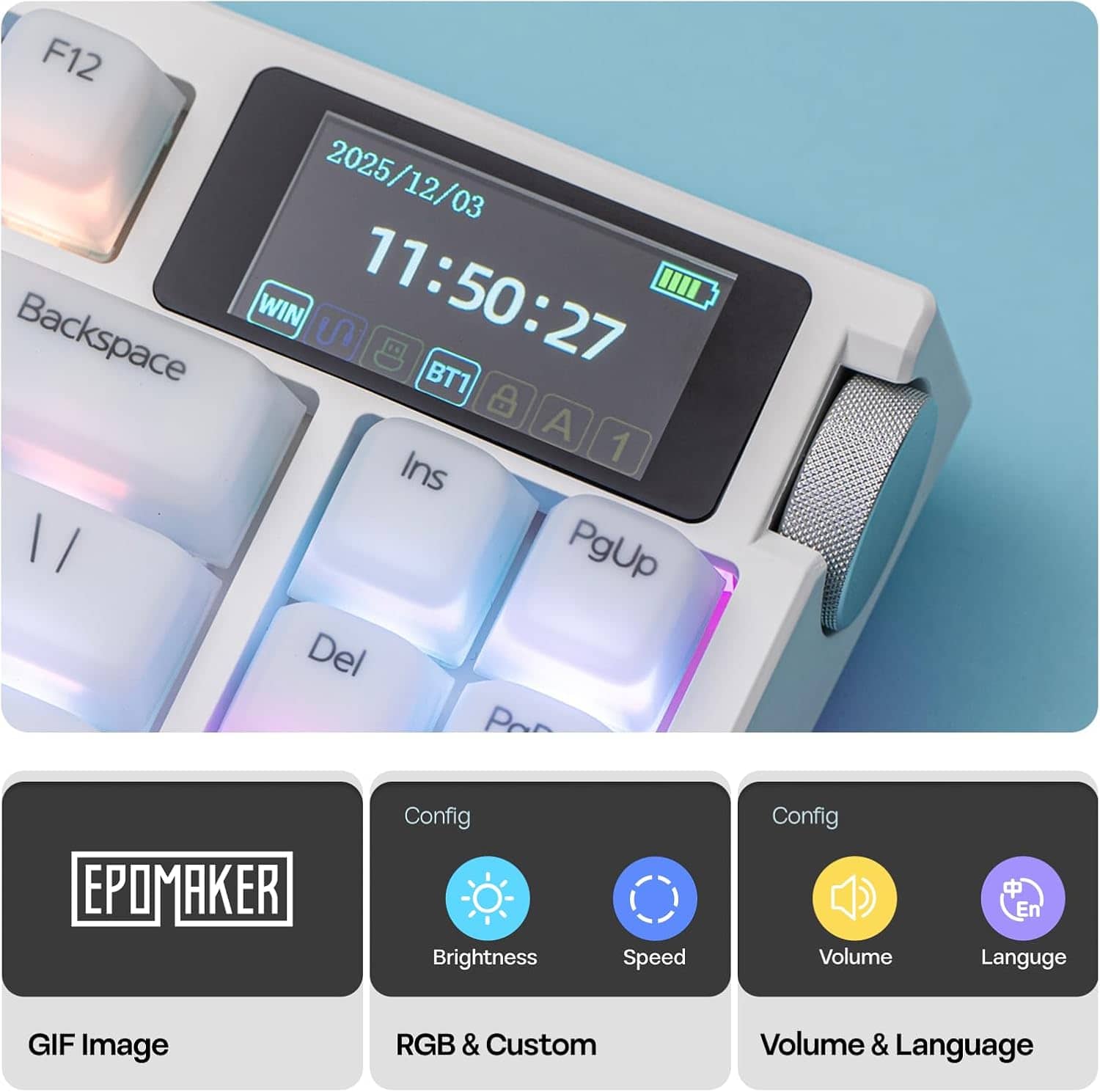 EPOMAKER G84 PRO 75% Wireless Gaming Keyboard with Screen&Knob