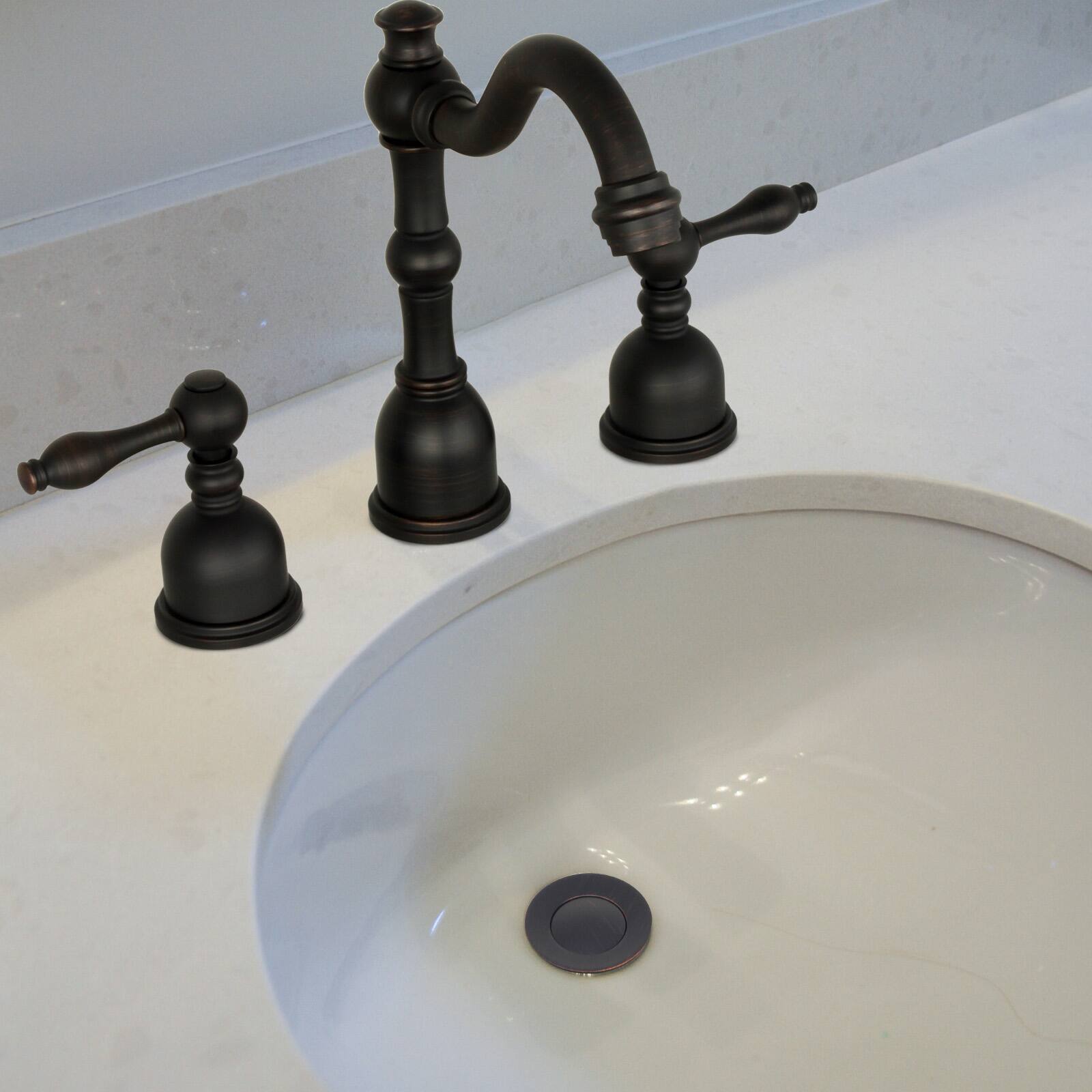 Alt View 2. Akicon - Akicon Pop-Up Bathroom Sink Drain Stopper With Overflow in Oil Rubbed Bronze - Oil Rubbed Bronze.