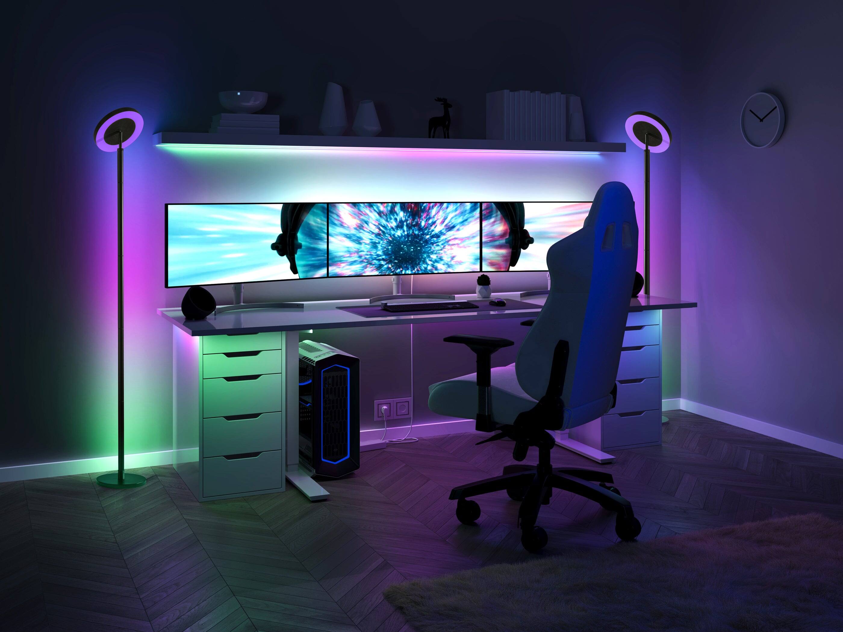 Alt View 2. Adesso Home - Luther RGB Color Changing Torchiere.