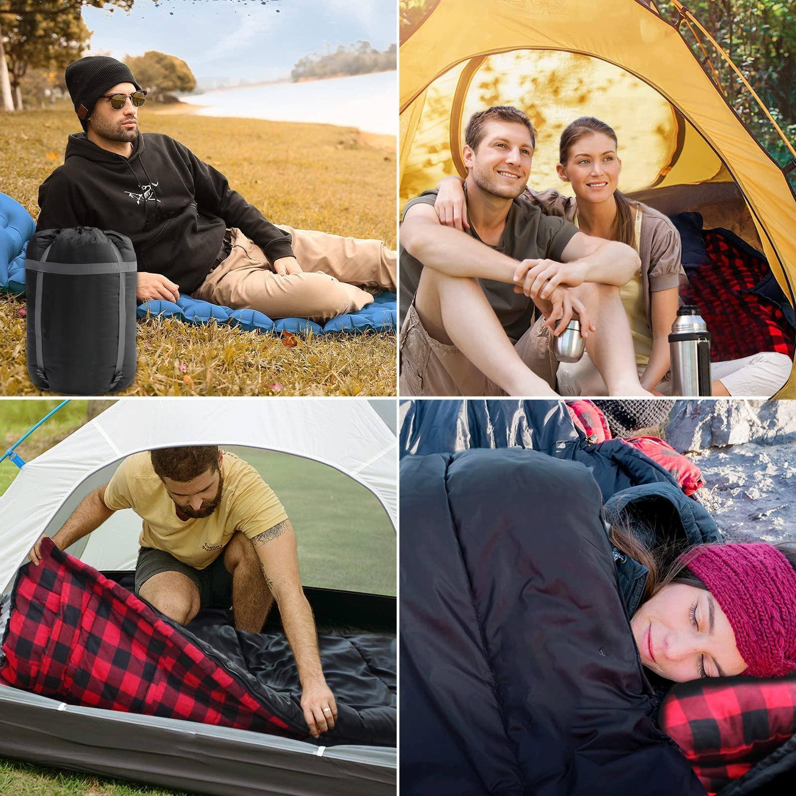 Alt View 8. Dapper Styles - 0 Degree Sleeping Bag Cotton Flannel Winter Cold Weather For Adults 4 Season Big And Tall With Pillow Sack - Black_R.