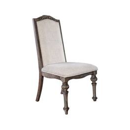 Manhattan Lane - Fabric seat and Back upholstered Side chair, Rustic Brown, Pack of 2 - Brown, Ivory