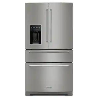 Front. KitchenAid - 36 in. Wide 26 cu. ft. Multi-Door French Door Refrigerator with Platinum Interior - PrintShield Stainless.