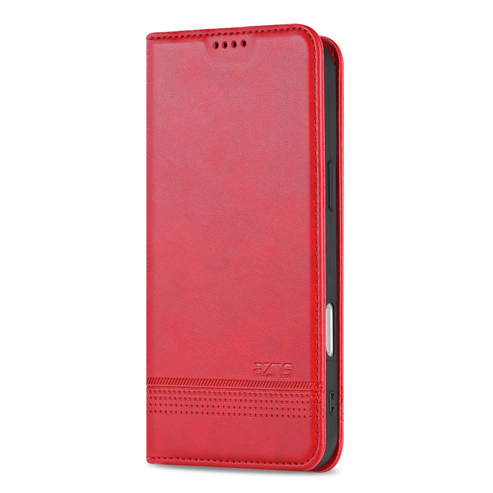 Left. Dteck - Shockproof Wallet Phone Case for Apple iPhone 18 Pro Max, PU Leather TPU Flip Protective Cover with Stand and Card Slots - Red.