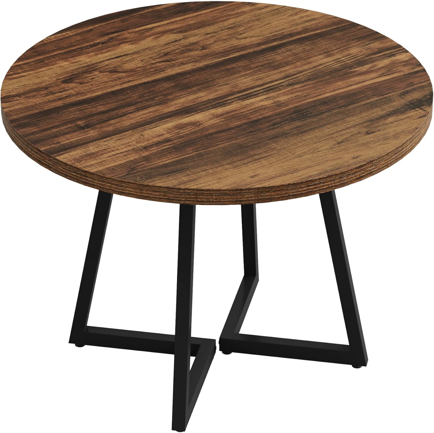 Alt View 4. Tribesigns - Dining Table with Engineered Wood Construction and Metal Frame for Dining Room, Kitchen and Living Room - Brown.
