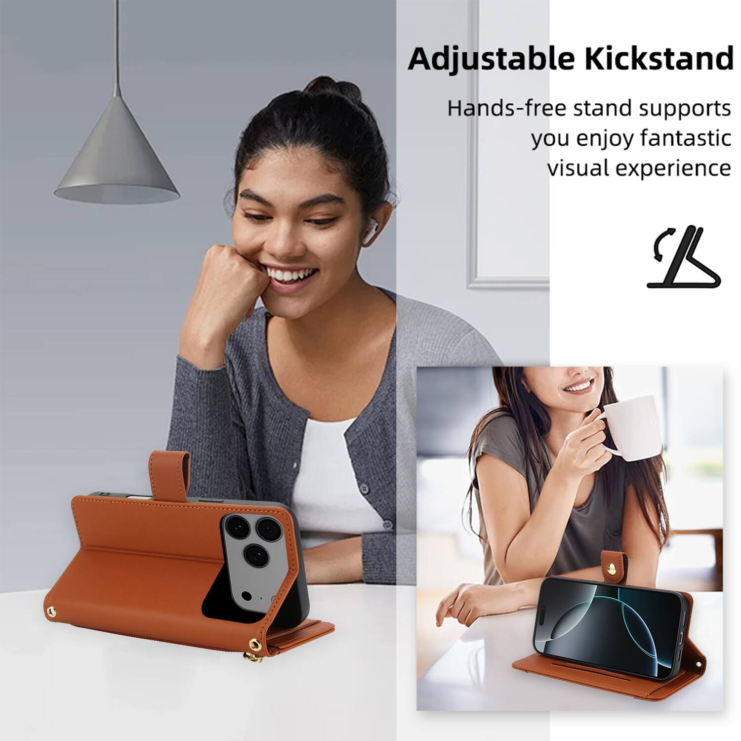 Adjustable Kickstand  
Hands-free stand supports you enjoy fantastic visual experience