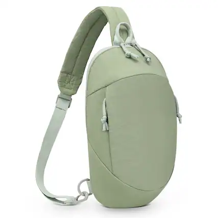 Front. Unique Bargains - Small Sling Bag with RFID Blocking Mini Fanny Pack Convertible Crossbody Anti Theft Chest Bag for Travel Hiking - Light Green.