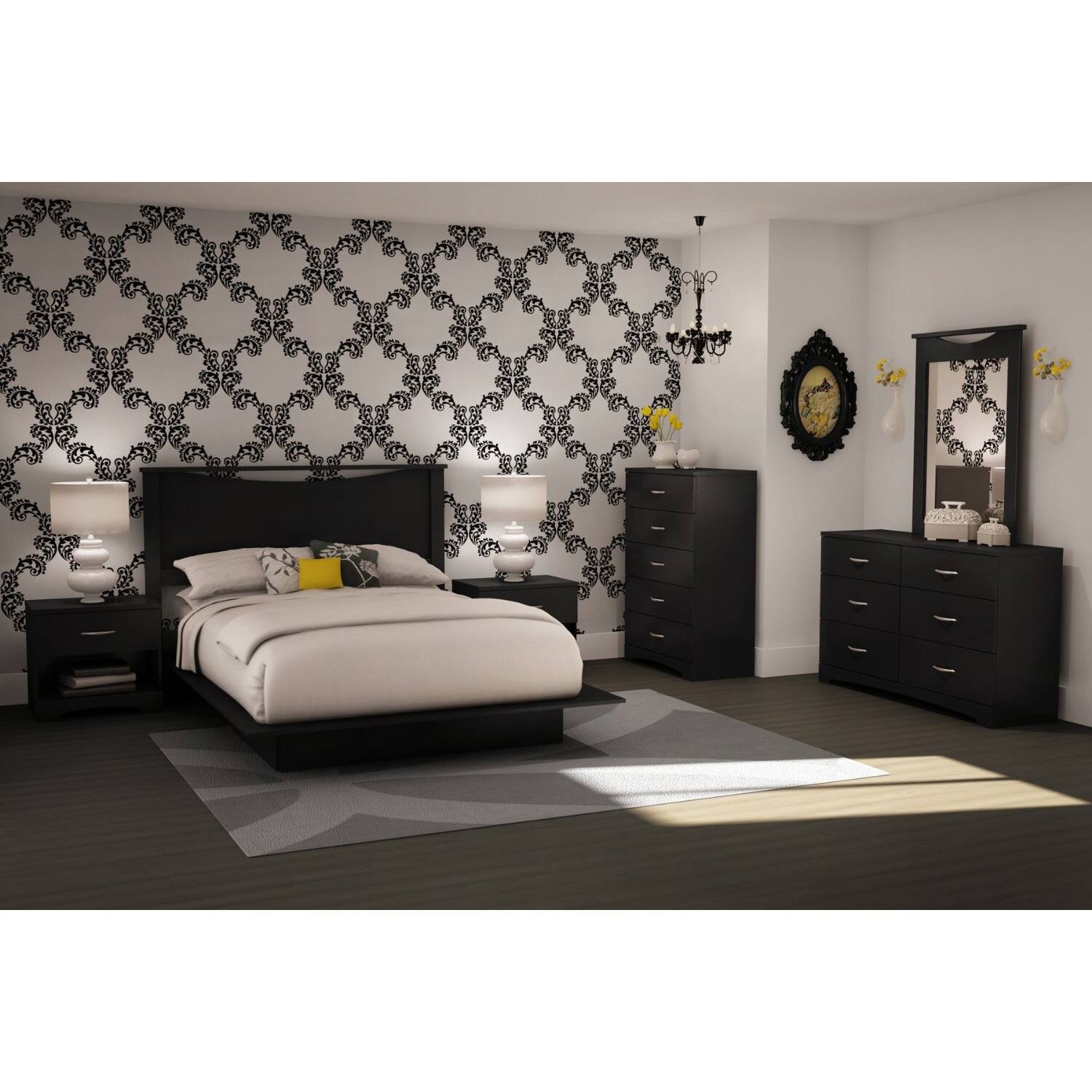 Angle. Hivvago - Hivvago Modern 5-Drawer Bedroom Chest - Black.