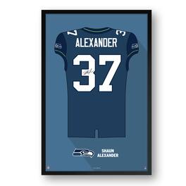 Sporticulture - Shaun Alexander Seattle Seahawks Framed 27" x 39" Retired Jersey Art Print - Multicolor