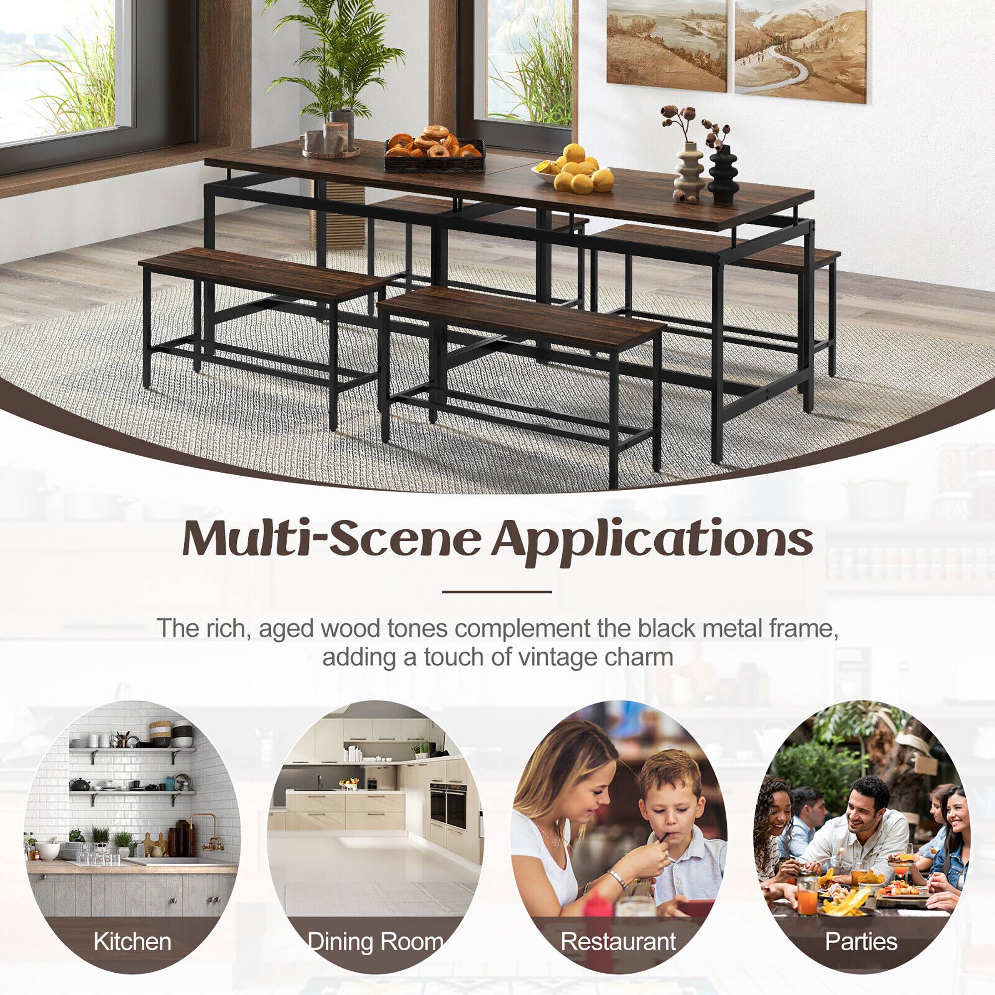 Multi-Scene Applications

The rich, aged wood tones complement the black metal frame, adding a touch of vintage charm

Kitchen  
Dining Room  
Restaurant  
Parties