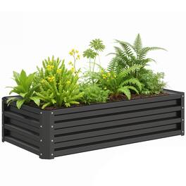Outsunny - Raised Garden Bed, 4' x 2' x 1' Metal Planter Box, for Growing Vegetables, Flowers, Herbs - Gray