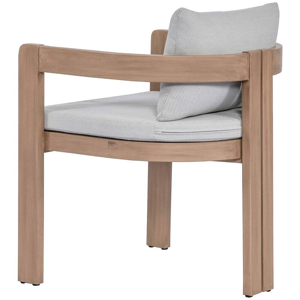 Back. Meridian Furniture - Newport Grey Water Resistant Fabric Upholstered Outdoor Patio Dining Chair - Natural.