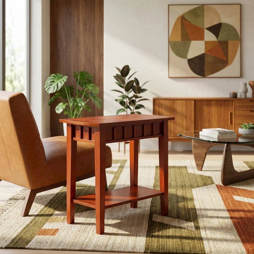 Back. FurniFact - Mahogany End Table with Shelving for Stylish Living Spaces - Mahogany.
