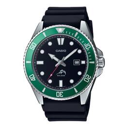 Casio - Men’s and Green Bezel Dive Watch - MDV-106B-1A3VCF - Black