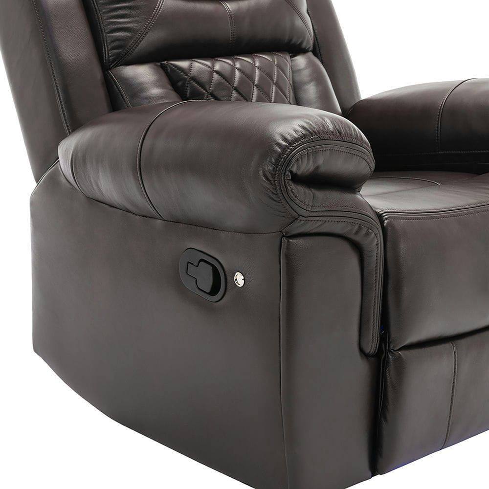 Alt View 7. Kadyn - Manual Home Theater Recliner Chair with LED Light Strip for Living Room Bedroom - Brown.