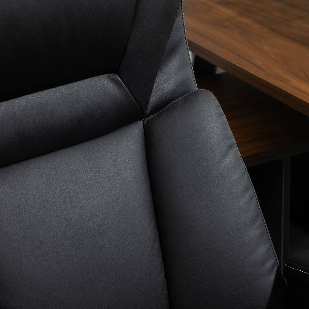 Alt View 7. Loheer - Loheer Big and Tall Office Chair 400lbs Heavy Duty Executive Desk Chair Wide Seat High Back Ergonomic PU Leather Black - Black.