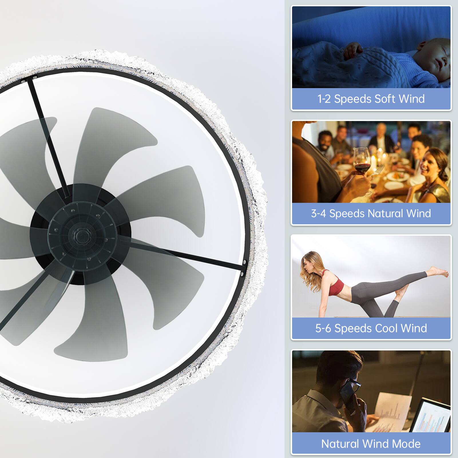 1-2 Speeds Soft Wind  
3-4 Speeds Natural Wind  
5-6 Speeds Cool Wind  
Natural Wind Mode