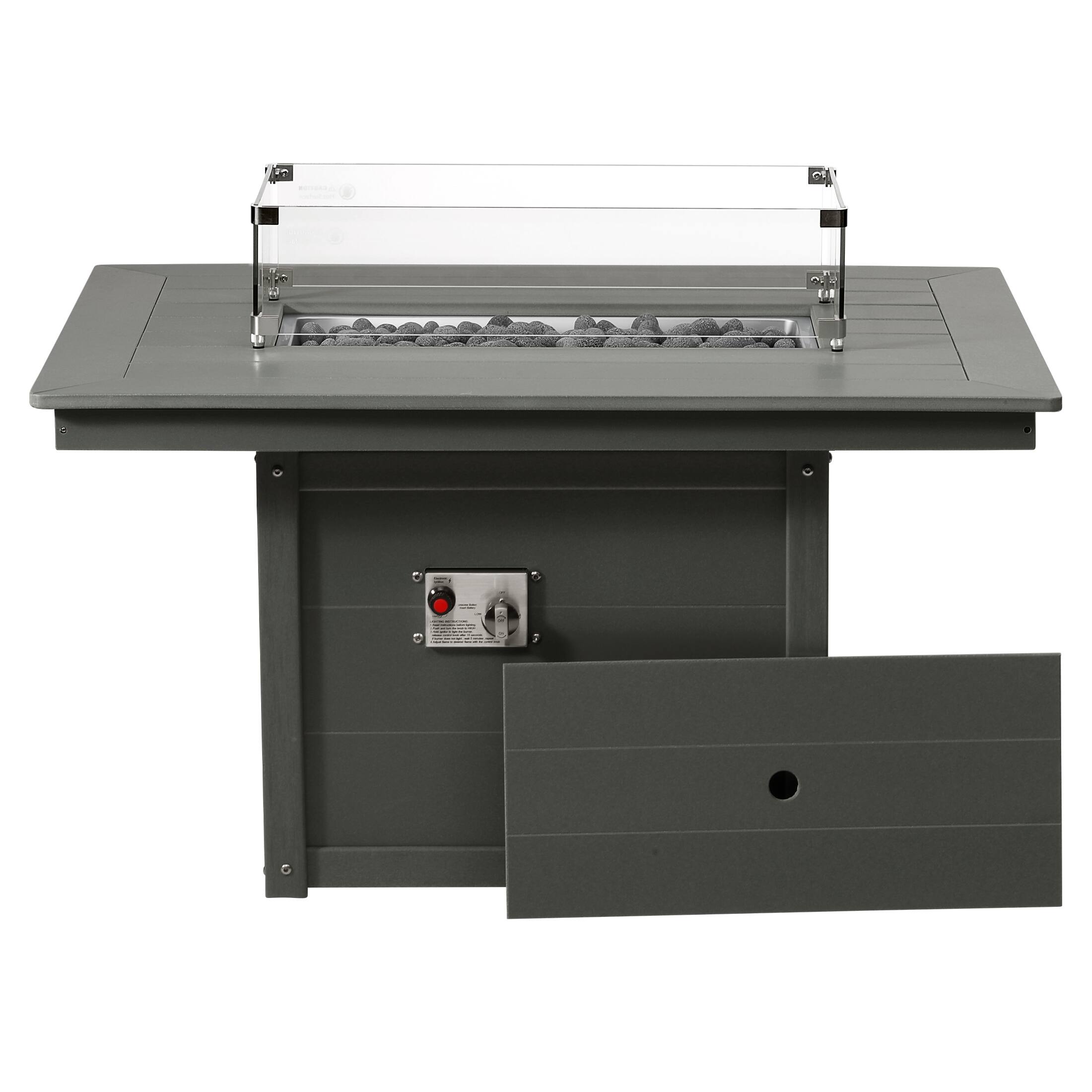 "WestinTrends - Helios 46"" Modern Outdoor 55,000 BTU Patio Gas Propane Rectangle Deck Fire Pit Table - Gray" price history on PriceWatchPro