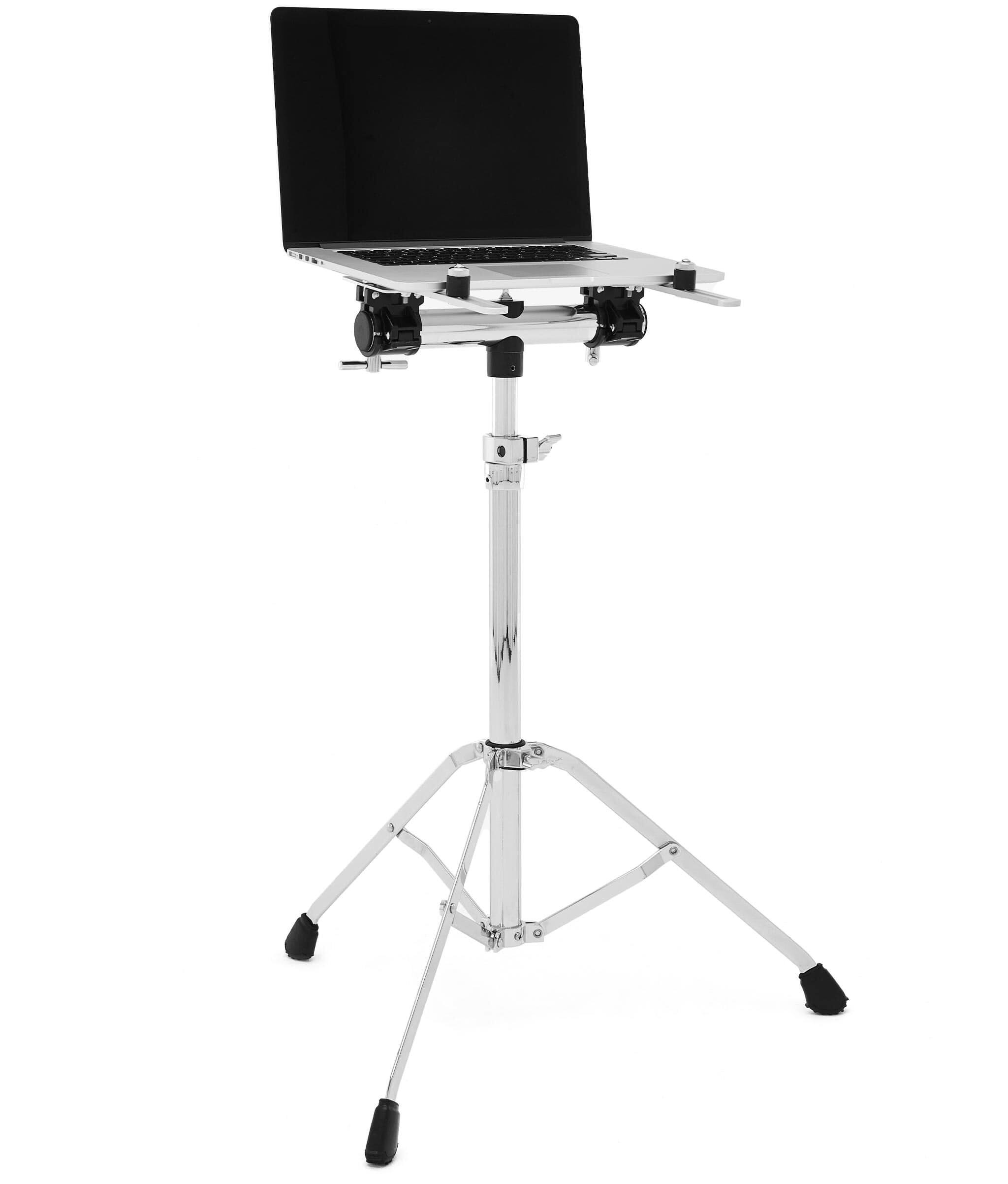 Back. Gibraltar Hardware - Electronic Mounting Station, Adjustable Laptop & Mixer Stand, with 18" Mounting Arms, Rubber Stoppers & T-Top.