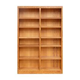 Concepts in Wood - Double Wide Bookcase 12 Shelves Dry Oak Finish - Brown