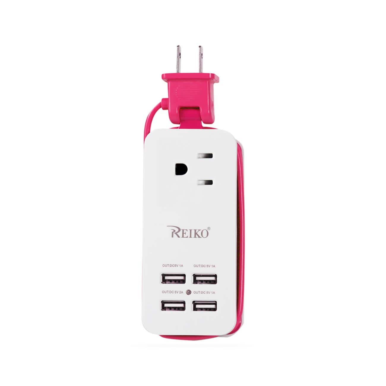 Reiko - 4.1 Amp 4 Usb Home Wall Charging Station In Hot - Pink