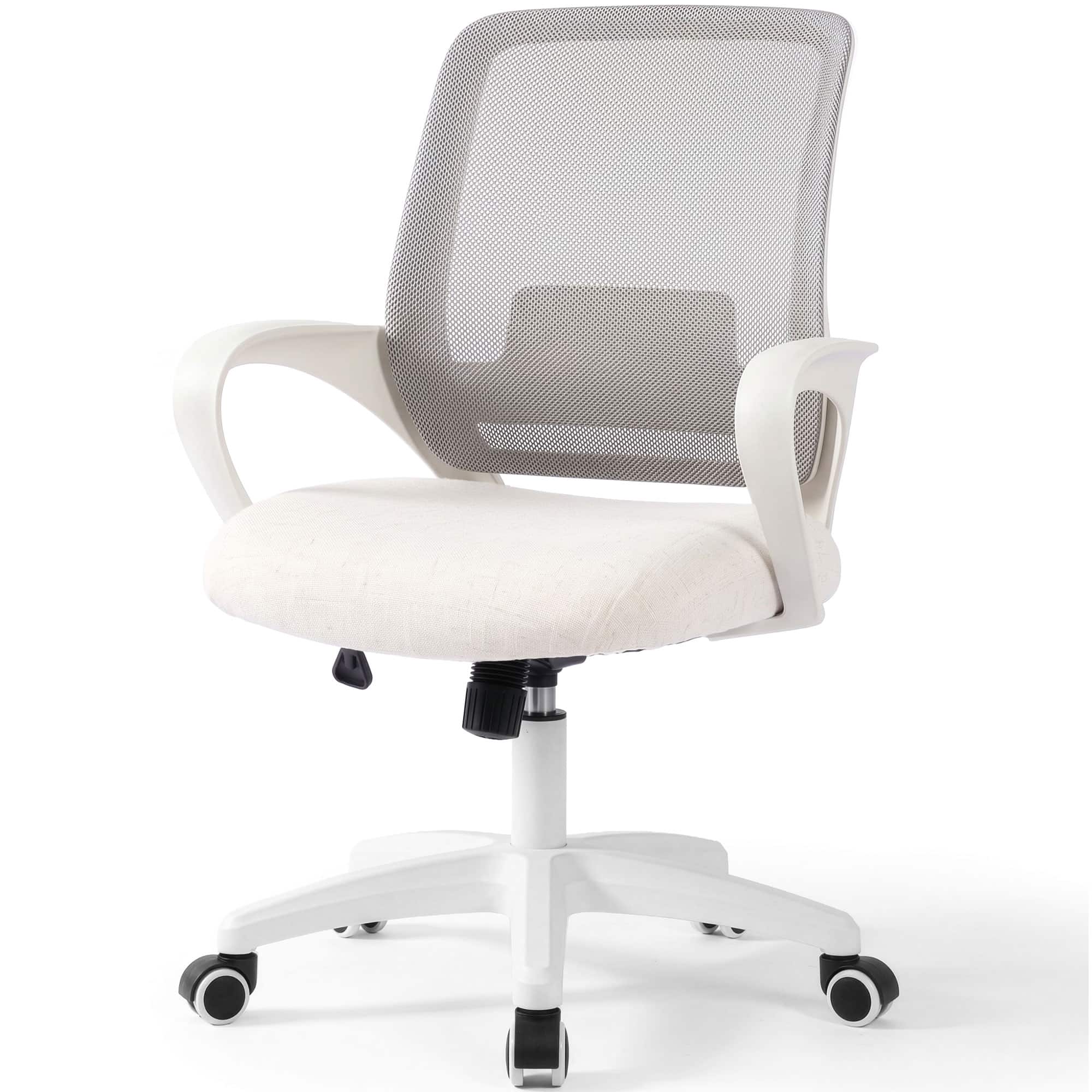 Celtoss - Ergonomic Office Chair, Mesh Desk Chair with Lumbar Support, Mid-Back, Armrests & Swivel Base - Ivory