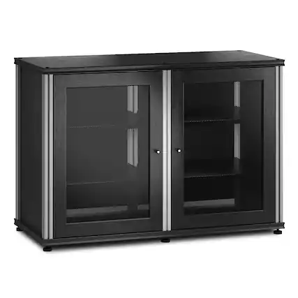 Front. Salamander Designs - Salamander Designs Synergy 323 Twin AV Cabinet (Black Oak with Aluminum Posts) - Black Oak/Aluminum.