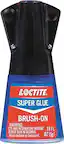 LOCTITE
SUPER GLUE
BRUSH-ON
WARNING: EYE AND RESPIRATORY IRRITANT. BONDS SKIN IN SECONDS.
Read cautions on back panel.
.18 FL OZ (5g)