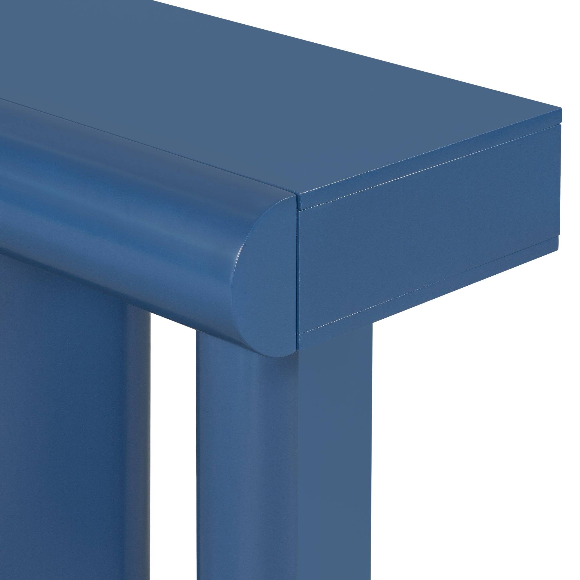 Alt View 4. Boyel Living - Modern 47.6-Inch Glossy Entryway Table with 2 Drawers and Geometric Legs in Navy Blue - Blue.