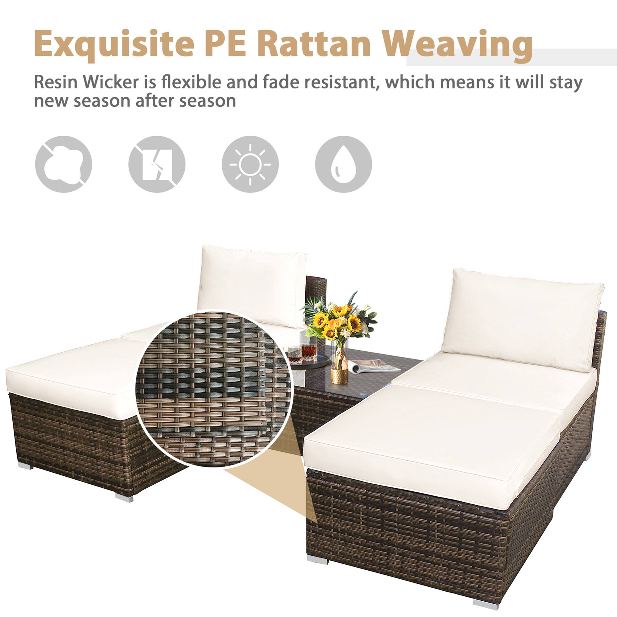 Exquisite PE Rattan Weaving
Resin Wicker is flexible and fade resistant, which means it will stay new season after season