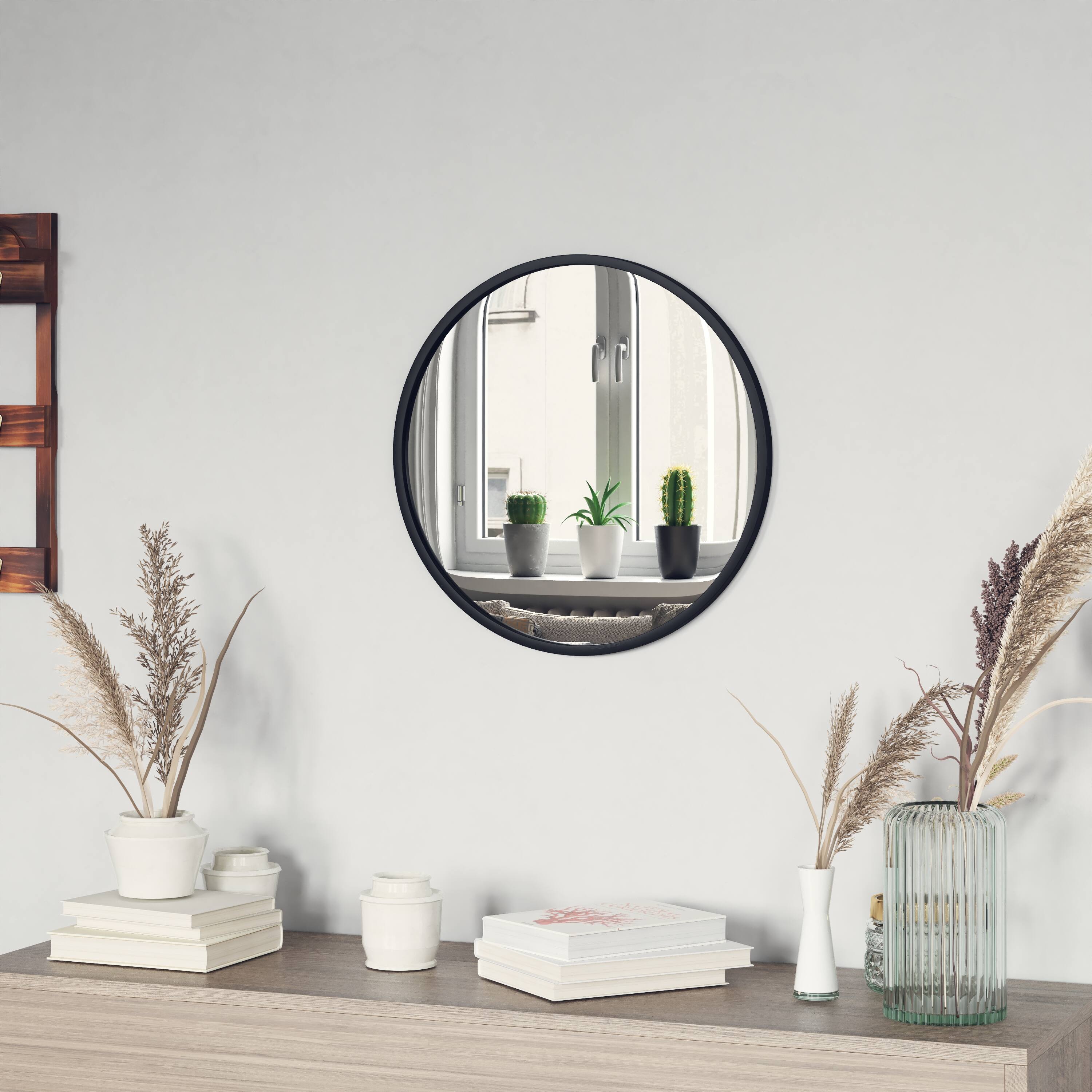 Emma + Oliver - Mersin Wall Mounted Mirror with Iron Frame, Silver Backing and Shatterproof Glass for Entryways, Bathrooms and More - Black