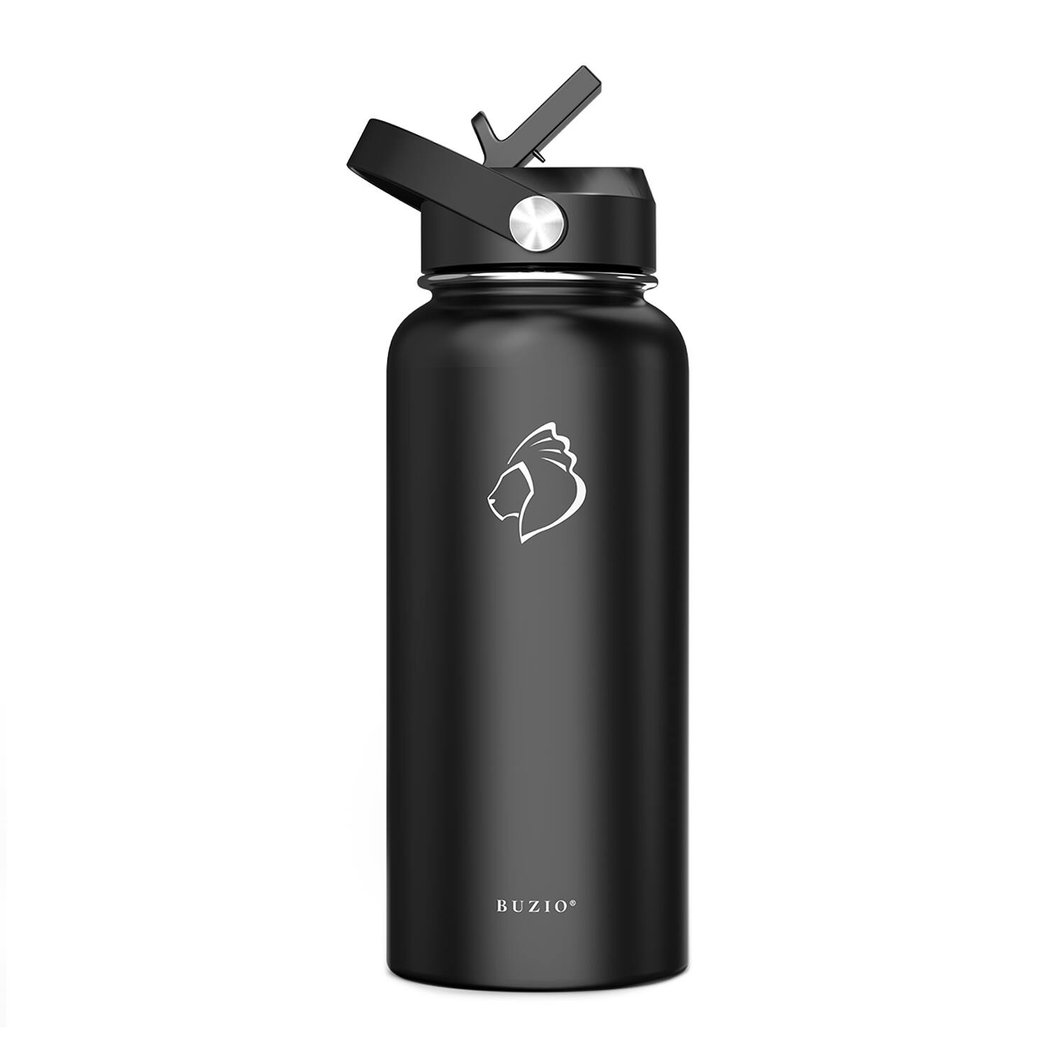 Alt View 11. Buzio - 32oz Insulated Water Bottle with Straw Lid and Spout Lid - Black.