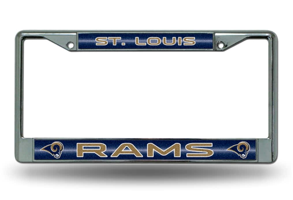 Rico Industries - St Louis Football Rams - Sparkly Glitter Bling Look - Chrome License Plate Frame - Multi