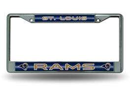 Rico Industries - St Louis Football Rams - Sparkly Glitter Bling Look - Chrome License Plate Frame - Multi
