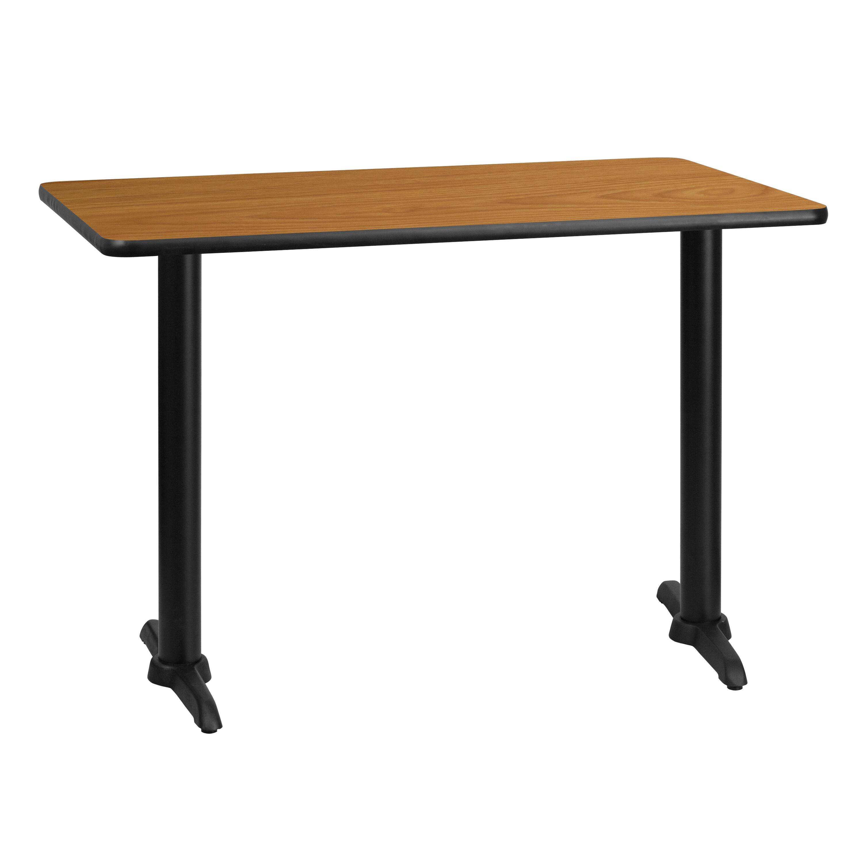 Emma + Oliver - 30"x42" Rectangular Laminate Table with 5"x22" Table Height Bases - Natural